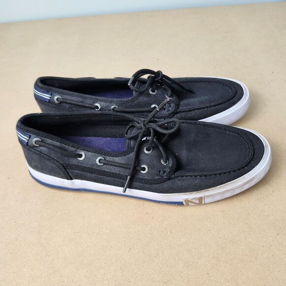 Nautica Boat Shoes – 9.5M Black Canvas Spinnaker II Slip-On Casual Preppy - Picture 5 of 9